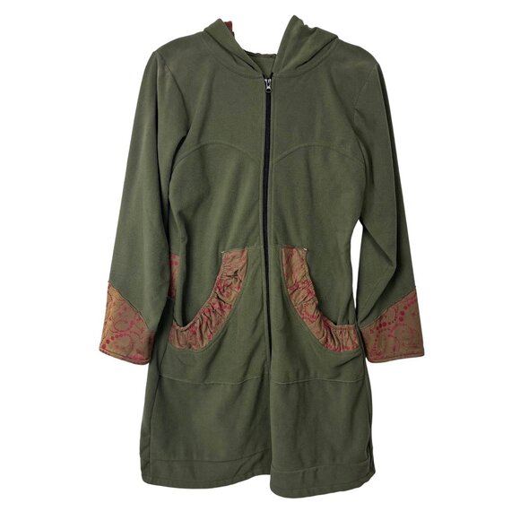 Jayli Jackets & Blazers - Jayli L Long Fleece Full Zip Jacket Hoodie Hooded Sweater Boho Hippie Artsy Funk